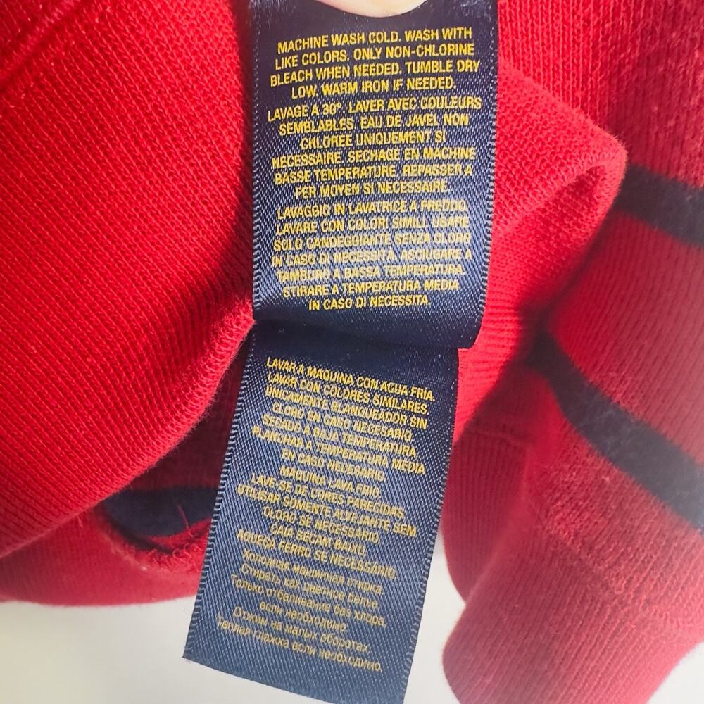 Polo Ralph Lauren Red Navy Stripe Shawl Collar Sweater Boys M 10-12 100% Cotton - Picture 10 of 11